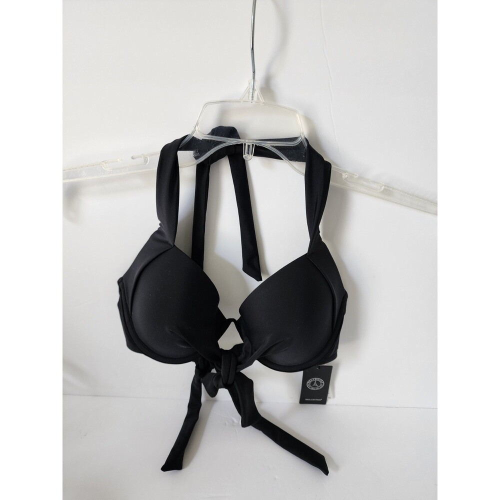 RELLECIGA Halter Bikini Top Women’s Size M Black Push Up Underwire NWT